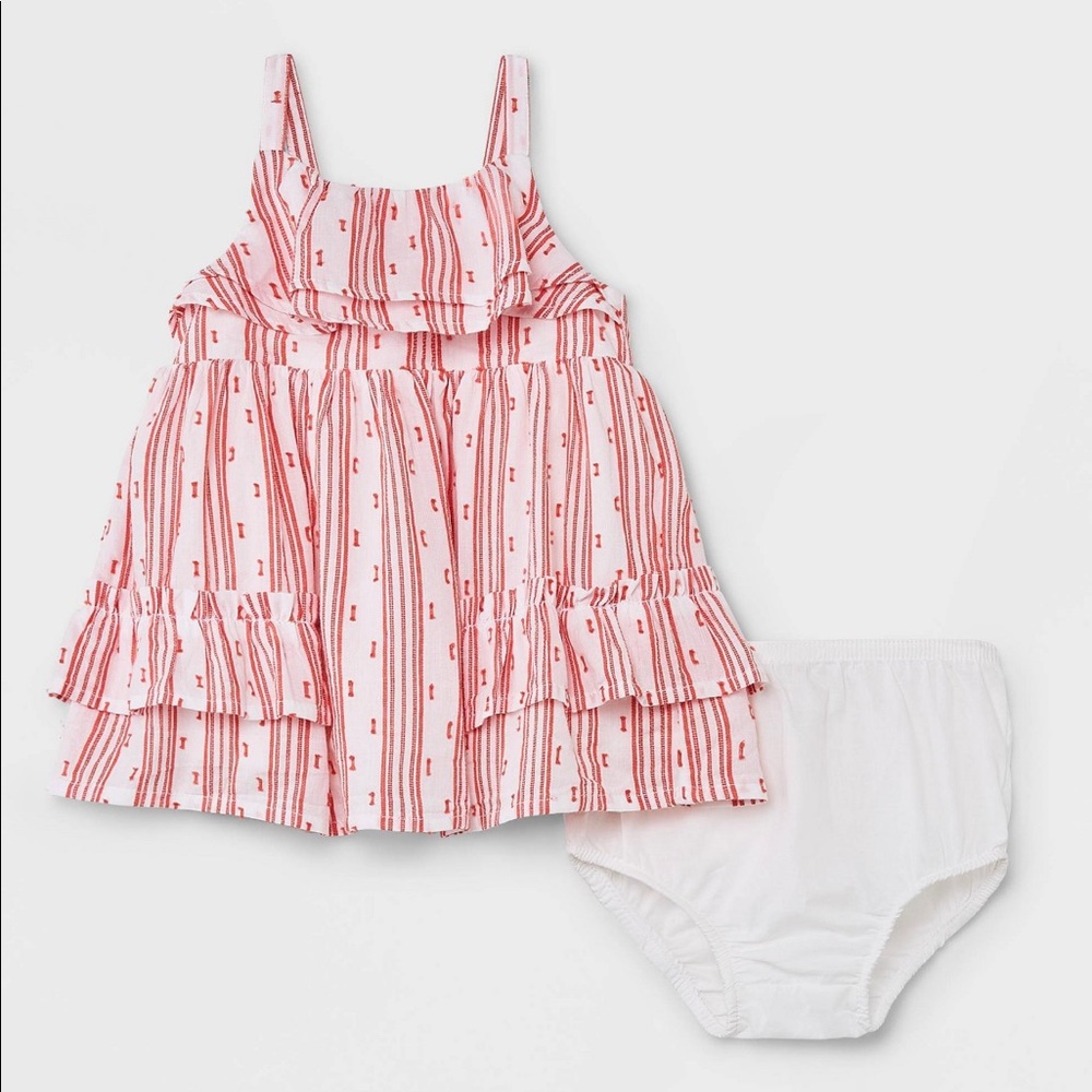 Cat & Jack Baby Girls' Ruffled Texture Clipspot Dress - Coral Pink